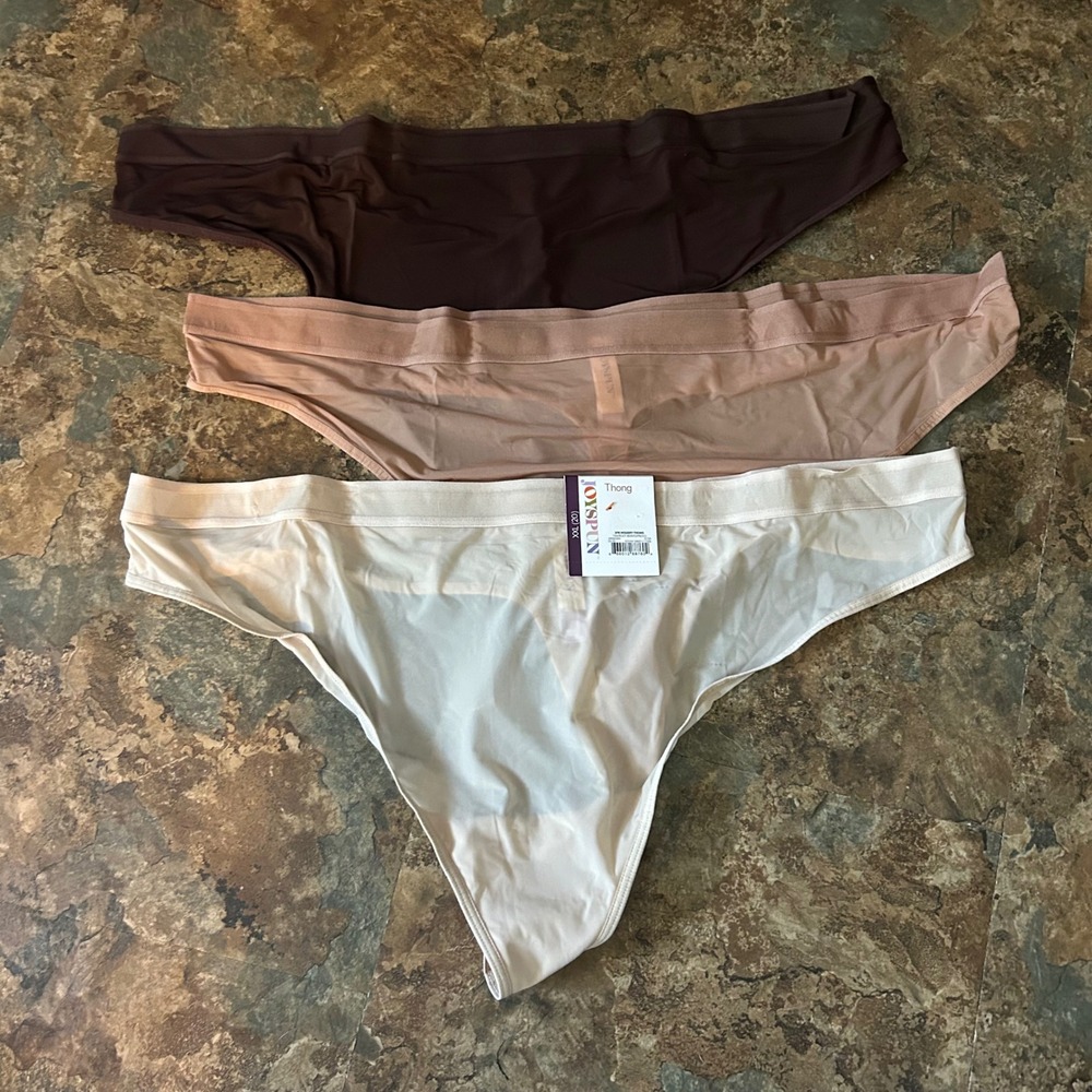 Joyspun Thong Panties Women Size XXL (20) Brown Panty Underwear 3 Pair Thongs
